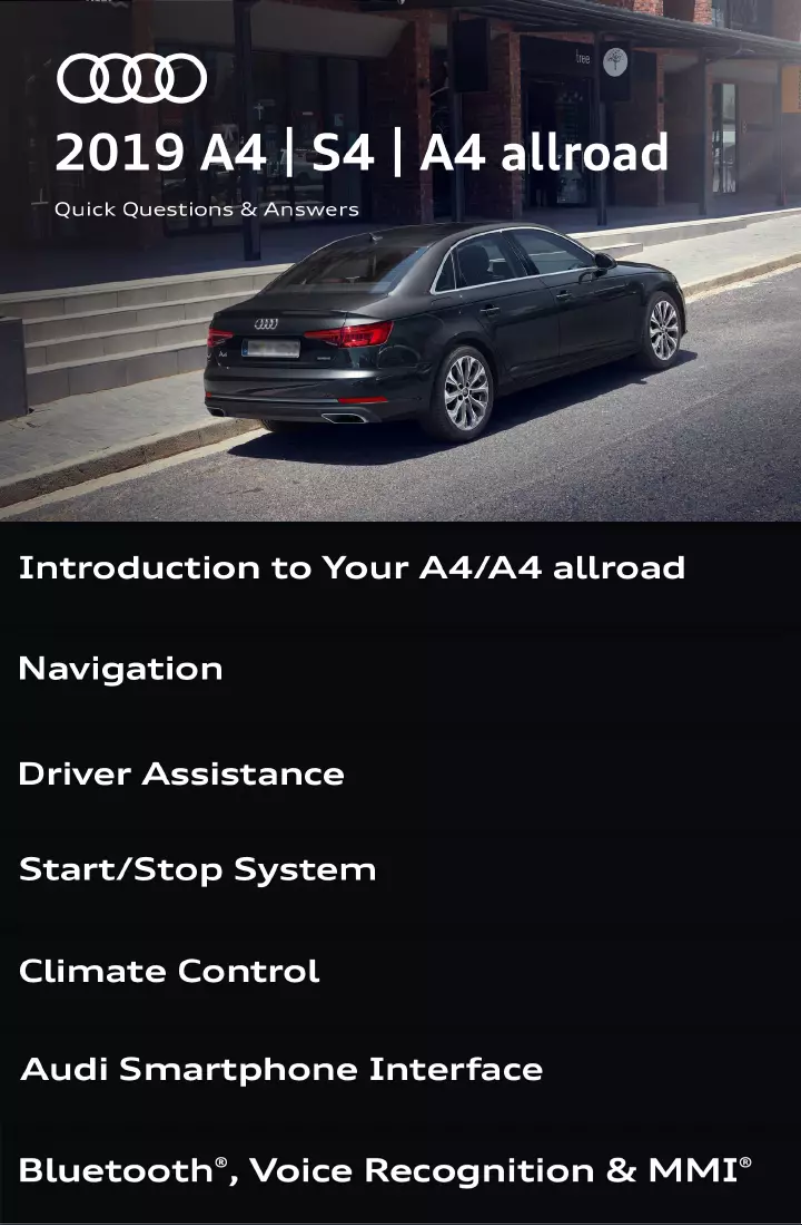 Page 1 de la notice Manuel utilisateur Audi S4 (2019)