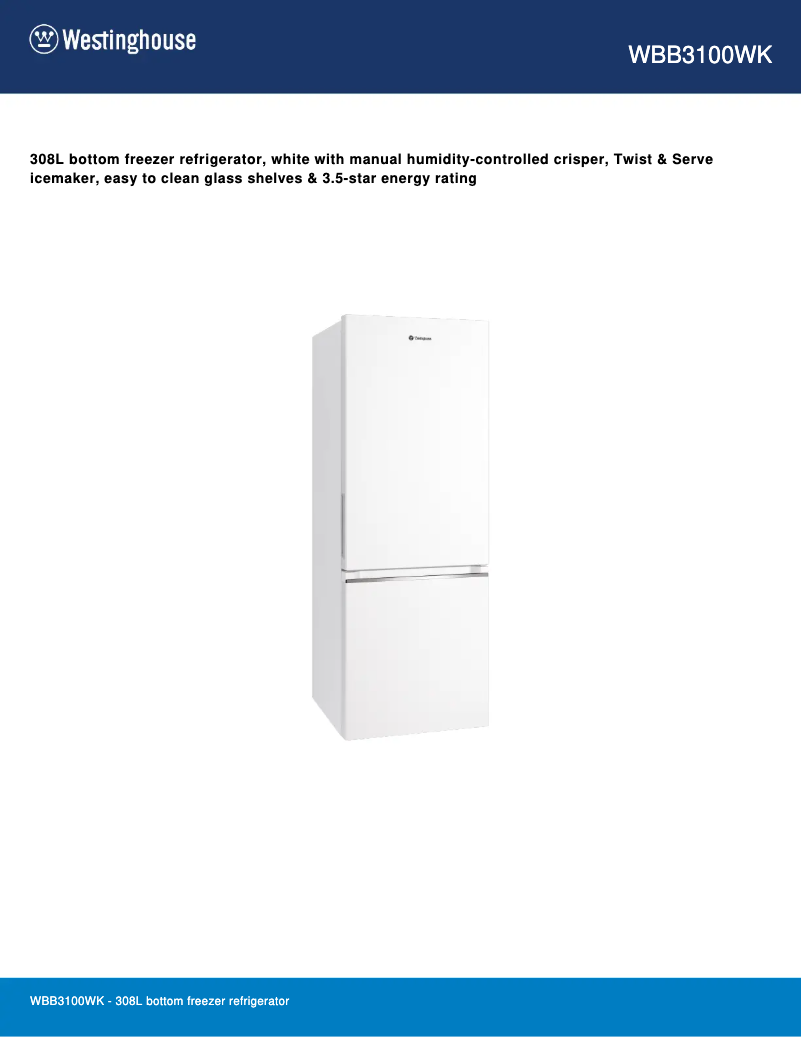 Image de la première page du manuel de l'appareil WBB3100WK