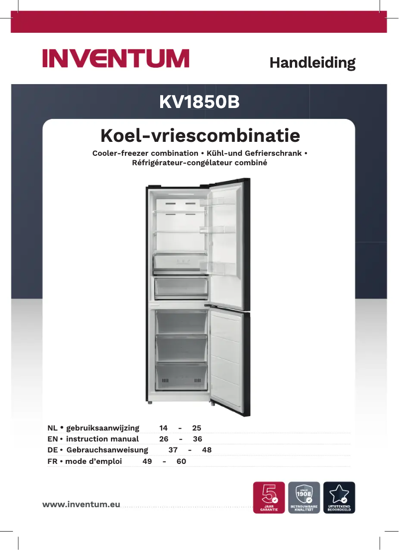 Image de la première page du manuel de l'appareil KV1850B