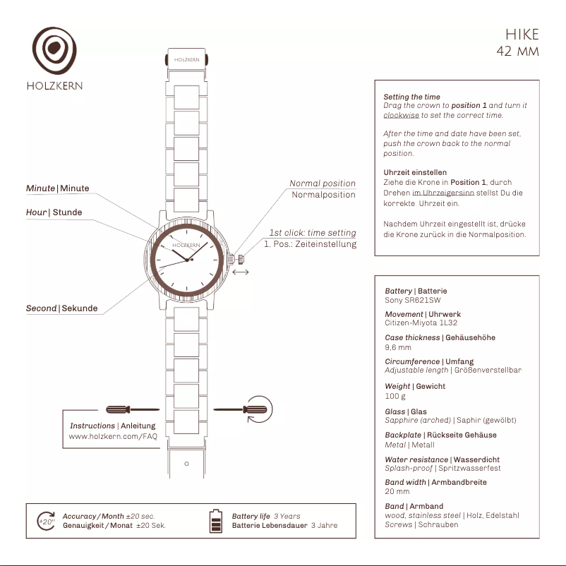 Page n°1 - Manuel utilisateur Holzkern Perito Moreno