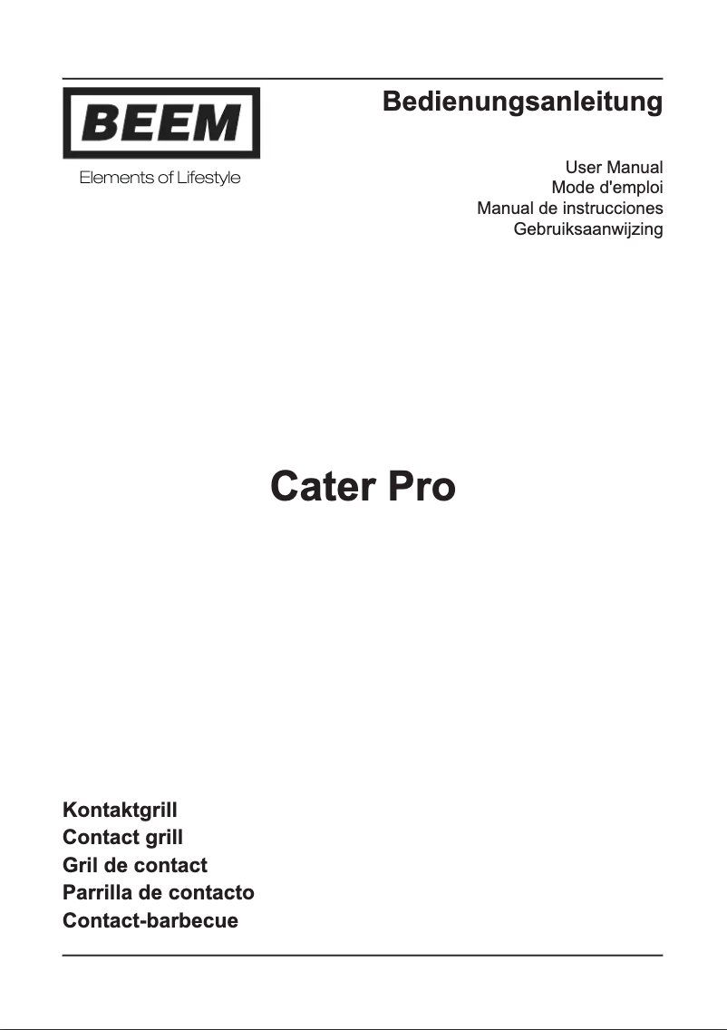 Page 1 de la notice Manuel utilisateur BEEM Cater Pro