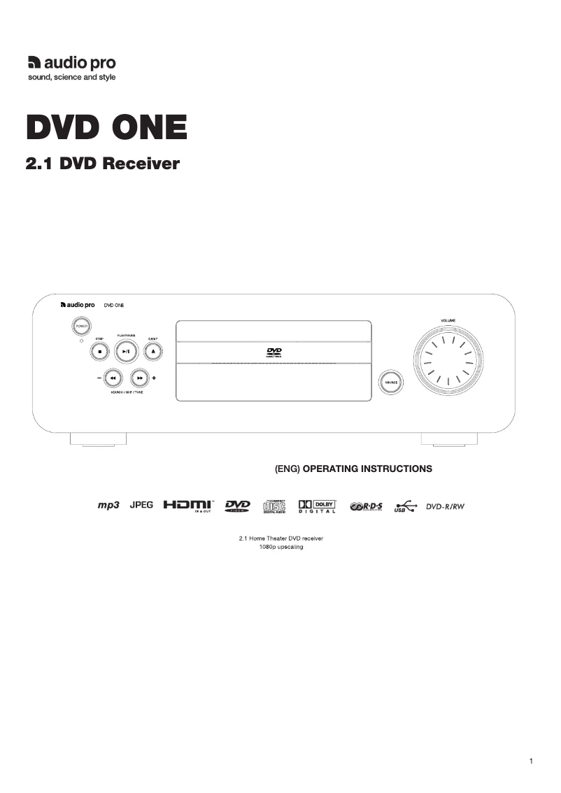 Page 1 de la notice Manuel utilisateur Audio Pro DVD ONE