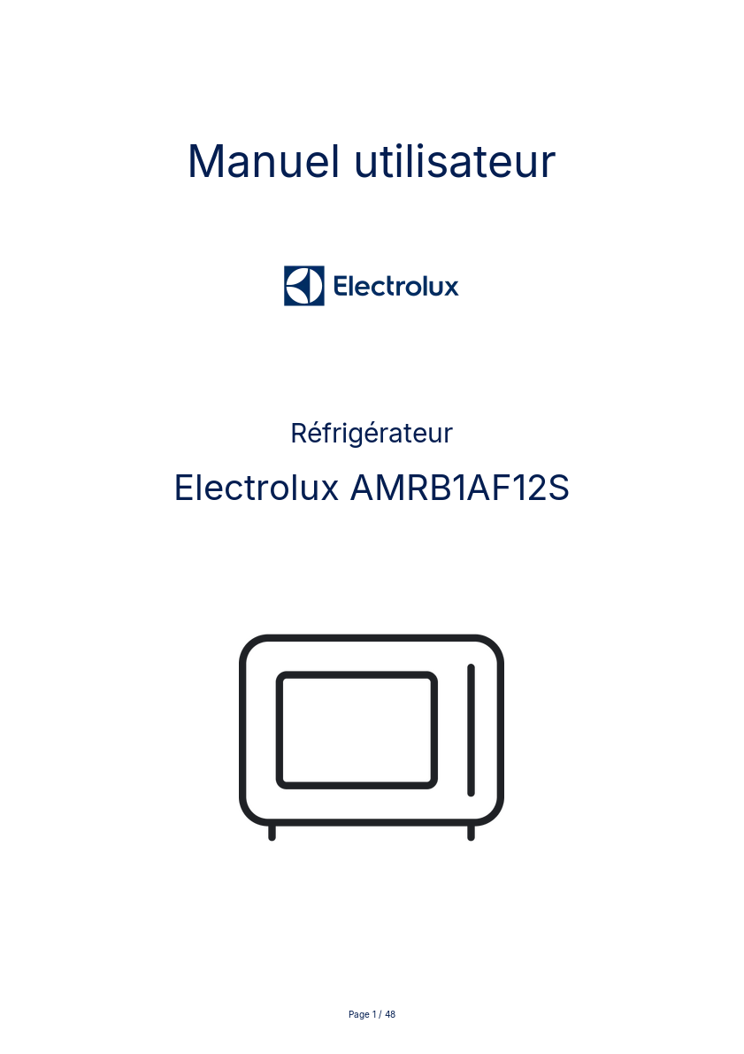 Page n°1 - Manuel utilisateur Electrolux AMRB1AF12S