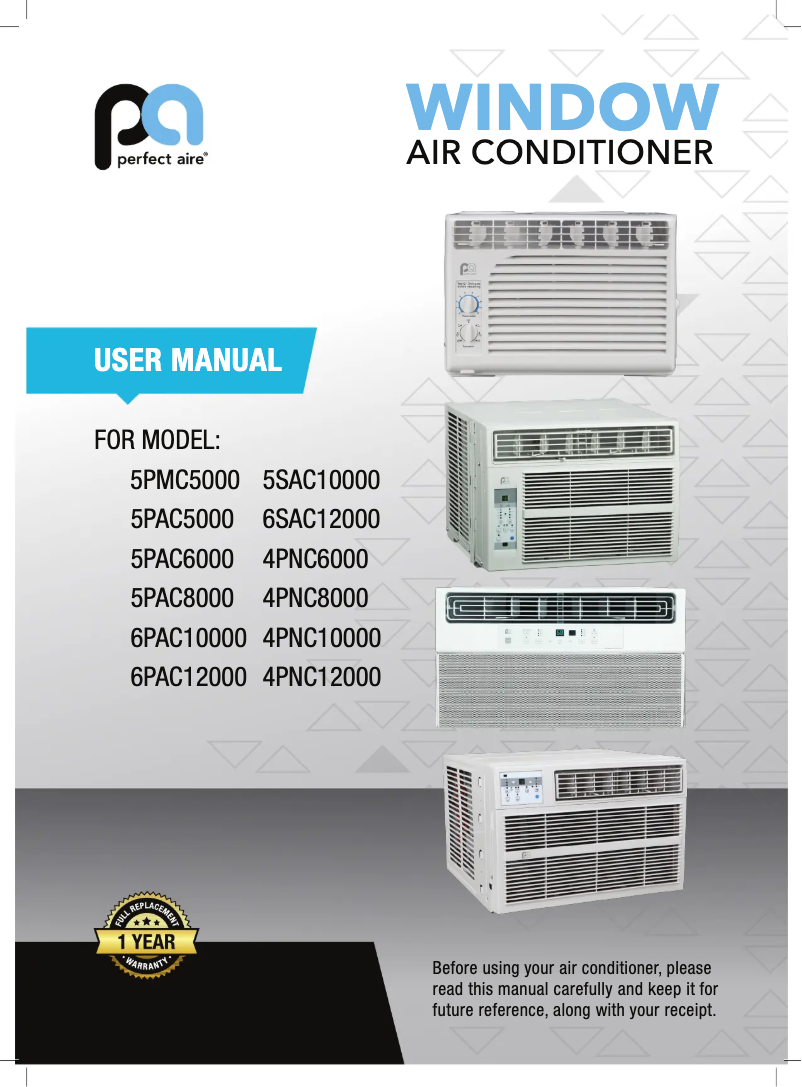 Page 1 de la notice Manuel utilisateur Perfect Aire 4PNC8000