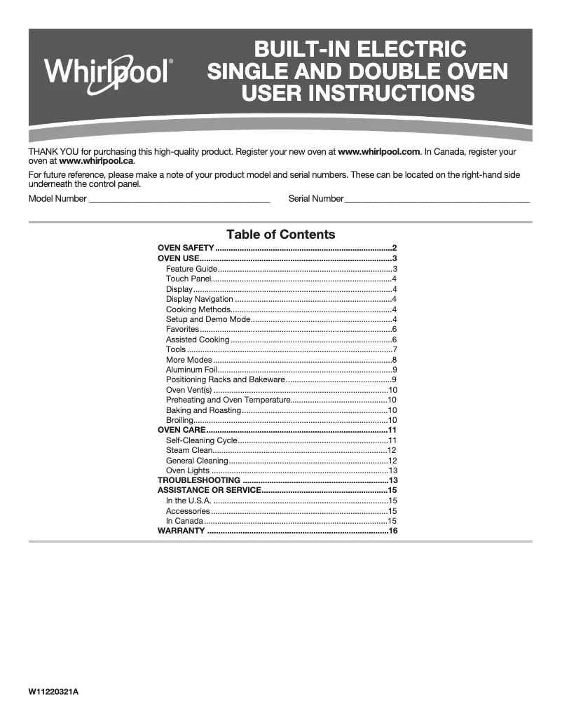 Page 1 of the manual Use and Maintenance Manual Whirlpool WOD51EC0HB