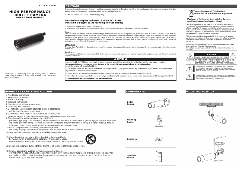 Image de la première page du manuel de l'appareil KPC-EW230NUWX