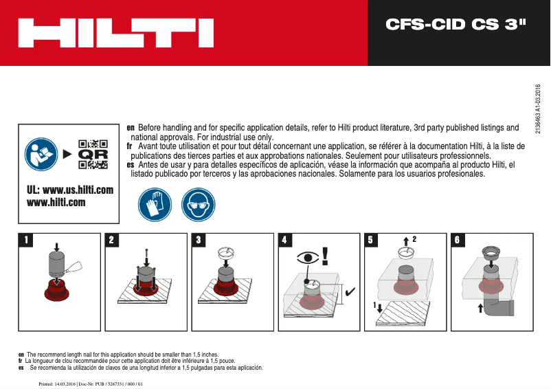 Page 1 de la notice Manuel utilisateur Hilti CFS-CID CS