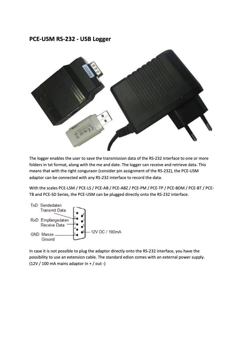 Page n°1 - Manuel utilisateur PCE Instruments PCE-USM