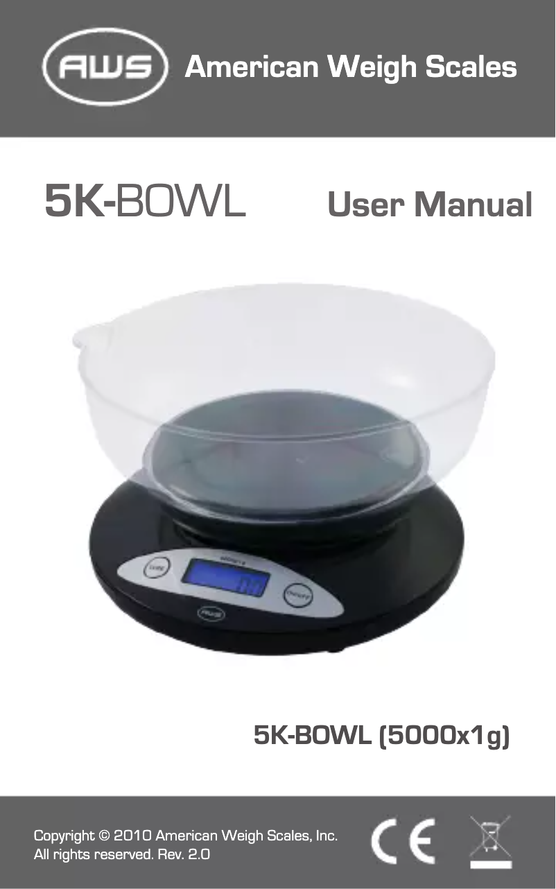Page 1 de la notice Manuel utilisateur American Weigh Scales 5KBOWL