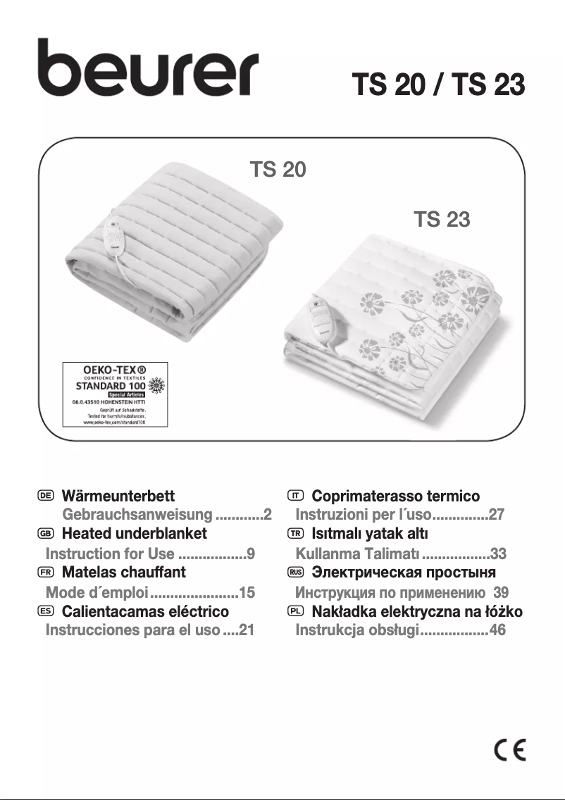 Page n°1 - Manuel utilisateur Beurer TS 20
