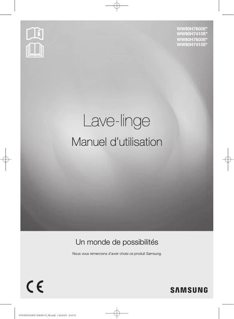 Image de la première page du manuel de l'appareil WW80H7410EX