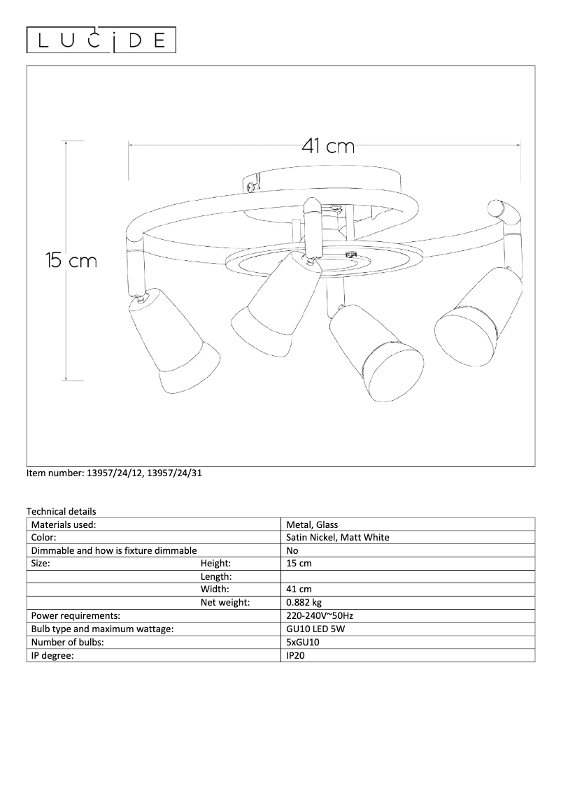 Page n°1 - Manuel utilisateur Lucide Bingo 13957/24/31