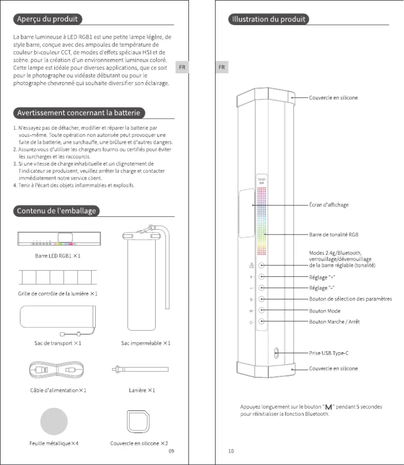 Page 1 de la notice Manuel utilisateur Neewer RGB1