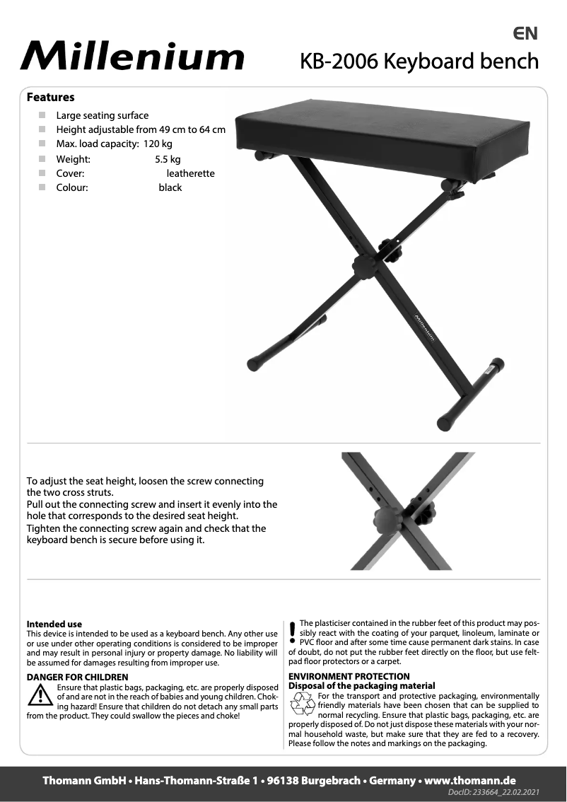Page 1 de la notice Manuel utilisateur Millenium KB-2006
