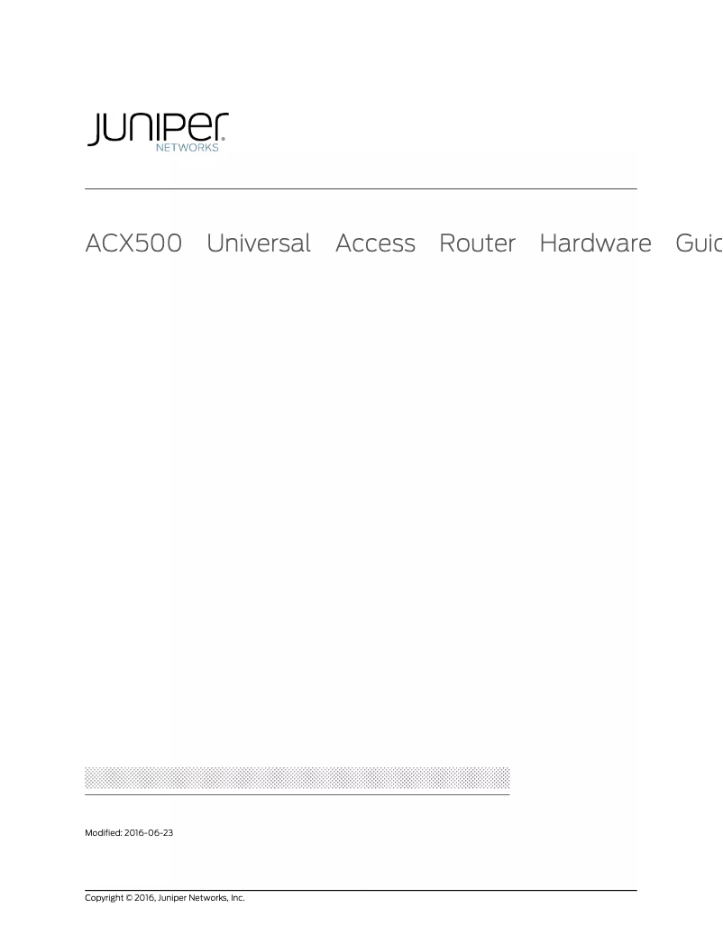 Page n°1 - Manuel utilisateur Juniper ACX500
