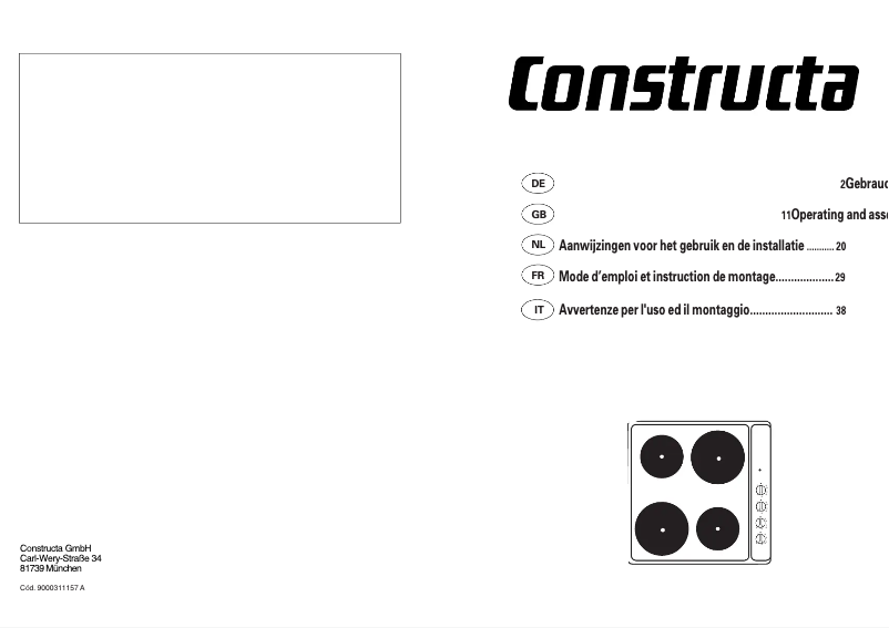 Page 1 de la notice Manuel utilisateur Constructa CA11051