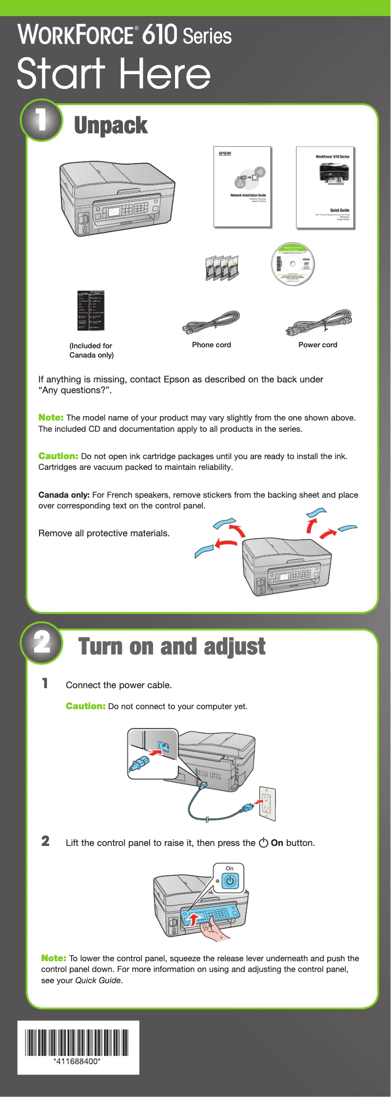 Page 1 de la notice Manuel utilisateur Epson WorkForce 615