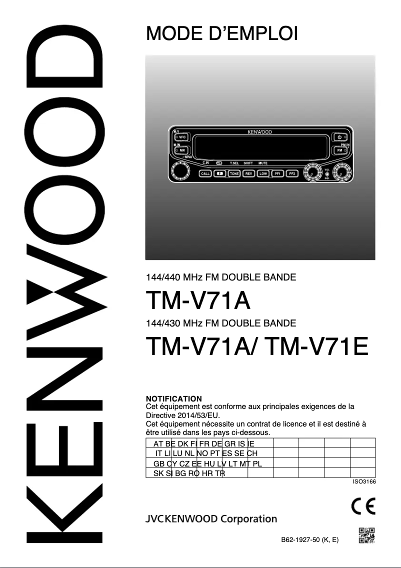 Page 1 de la notice Manuel utilisateur Kenwood TM-V71A