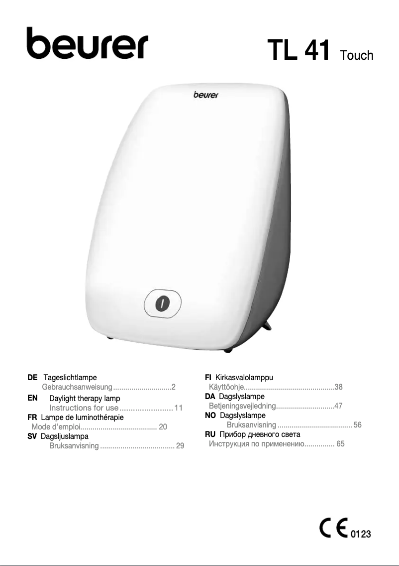 Page n°1 - Manuel utilisateur Beurer TL 41