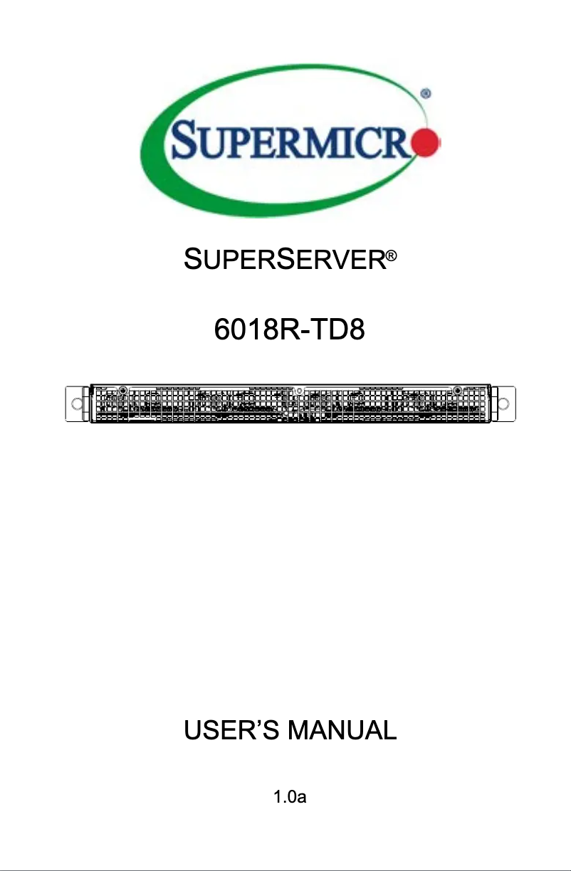 Page 1 de la notice Manuel utilisateur Supermicro SuperServer 6018R-TD8