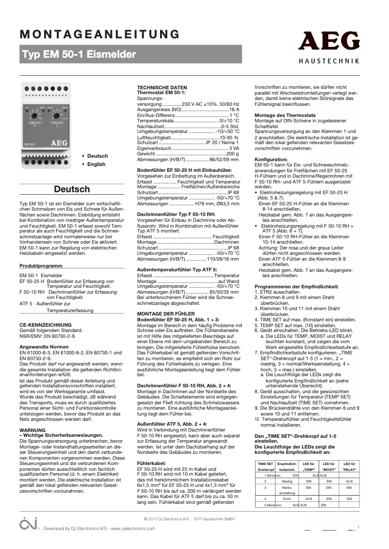 Page n°1 - Manuel utilisateur AEG EM 50-1