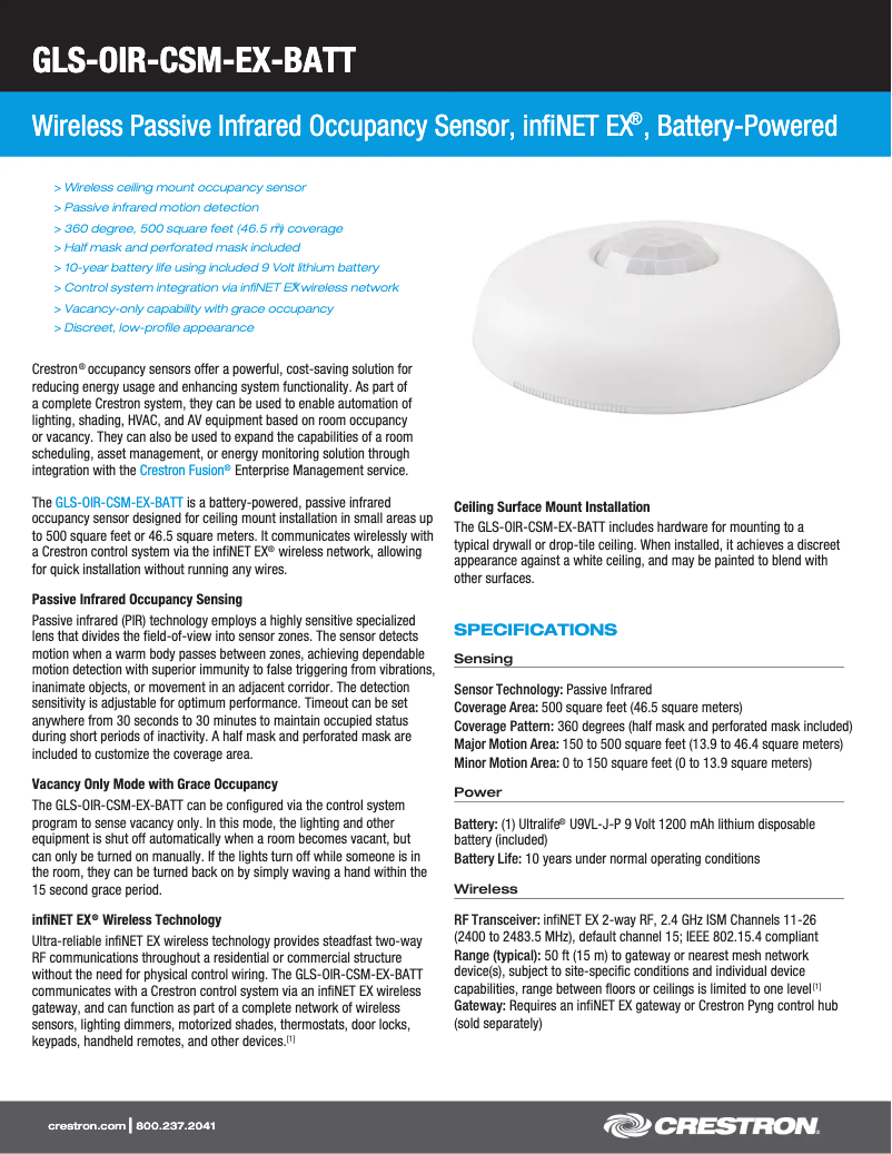 Imagen de la primera página del manual del dispositivo GLS-OIR-CSM-EX-BATT