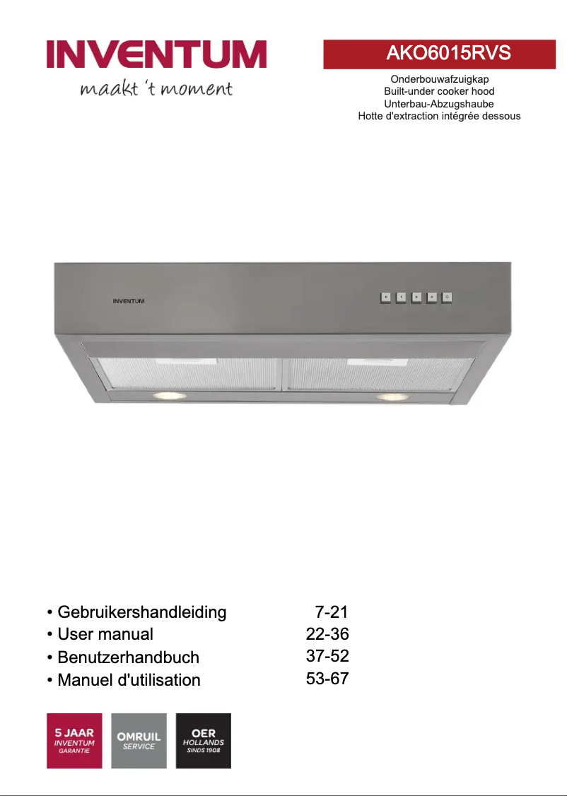 Image de la première page du manuel de l'appareil AKO6015RVS