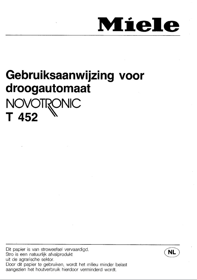 Page 1 de la notice Manuel utilisateur Miele Novotronic T 452