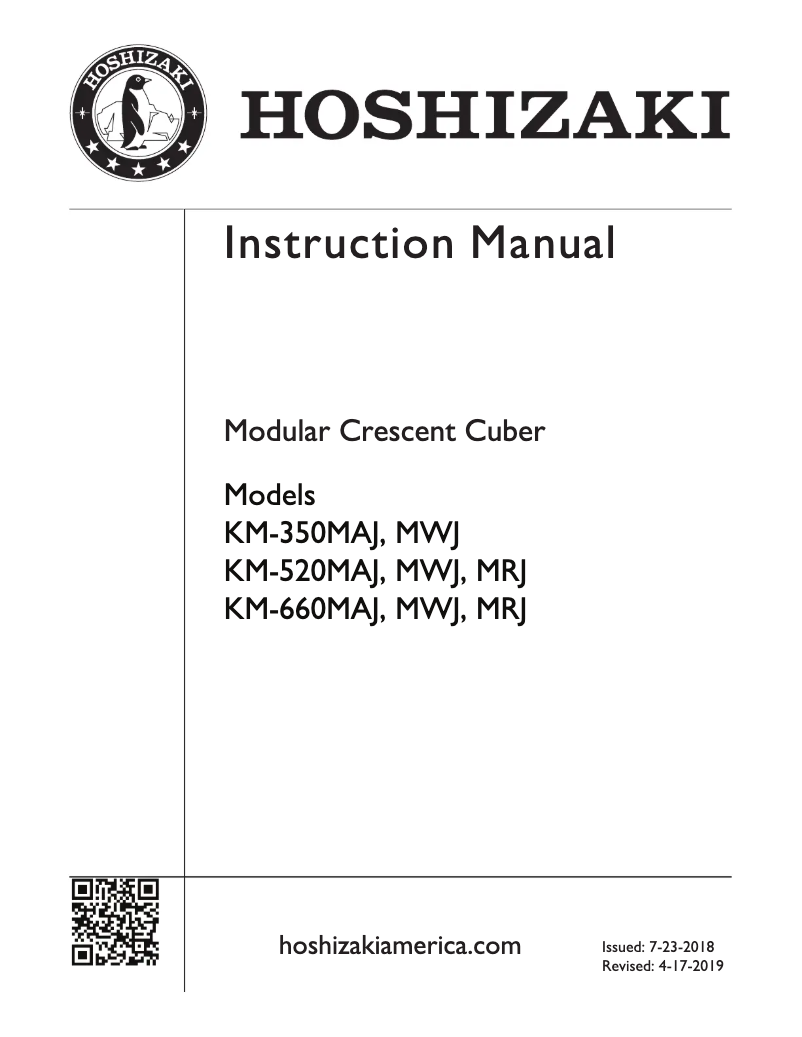 Page 1 de la notice Guide d'installation Hoshizaki KM-650MAH