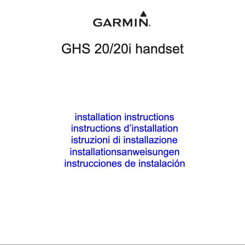 Page n°1 - Manuel utilisateur Garmin GHS 20