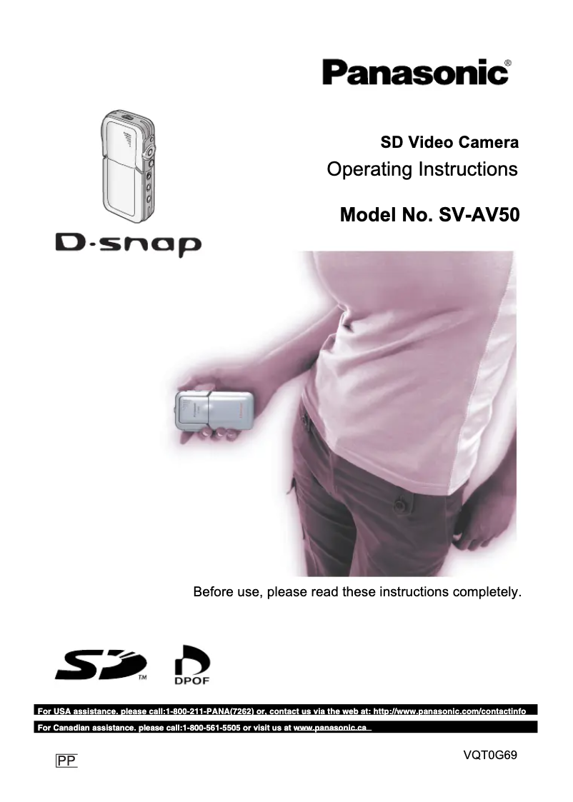 Page n°1 - Manuel utilisateur Panasonic D-snap SV-AV50