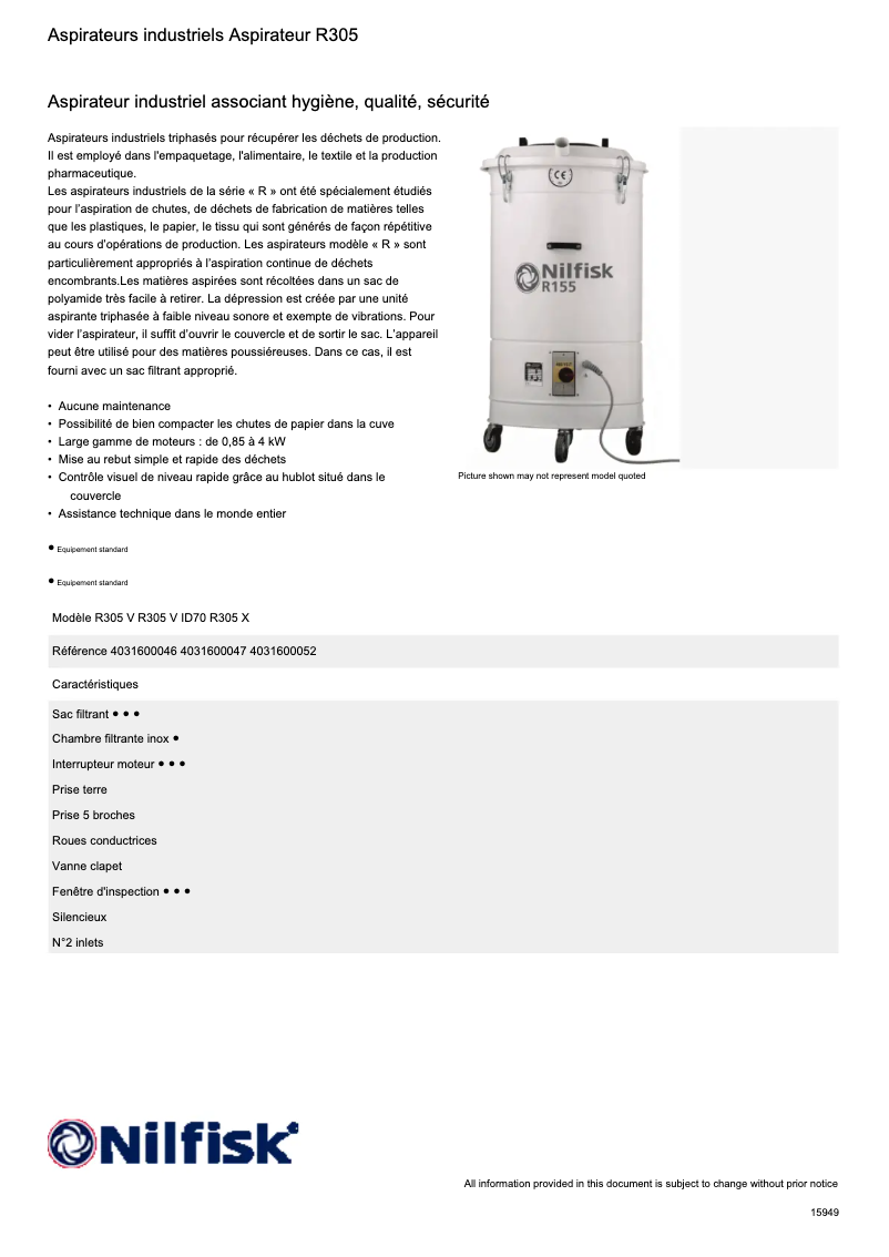 Página 1 del manual Ficha técnica Nilfisk iD100