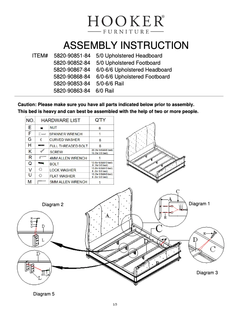 Page 1 de la notice Manuel utilisateur Hooker 5820-90863-84