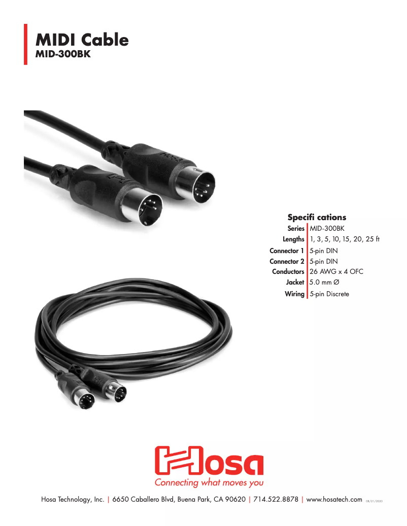 Page n°1 - Manuel utilisateur Hosa MID-300BK