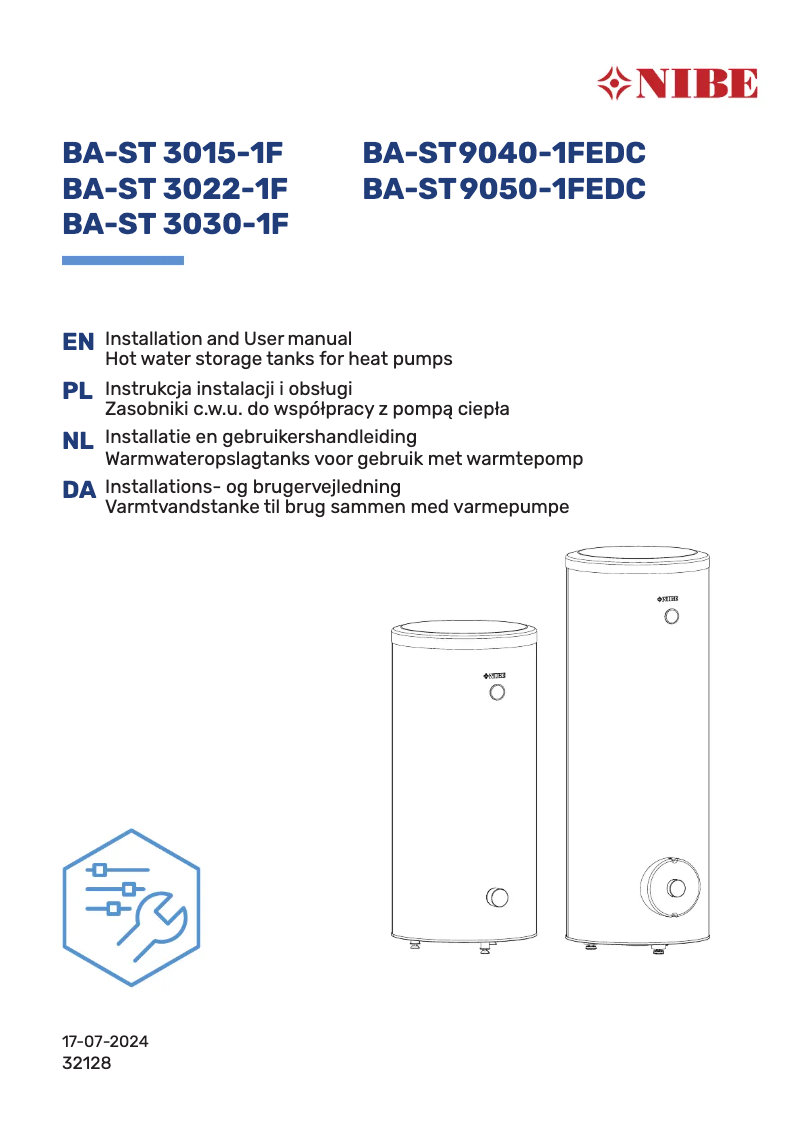 Page 1 of the manual Installation Guide Nibe BA-ST 9040-1FEDC