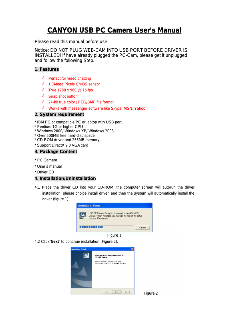 Imagen de la primera página del manual del dispositivo CNR-WCAM413G