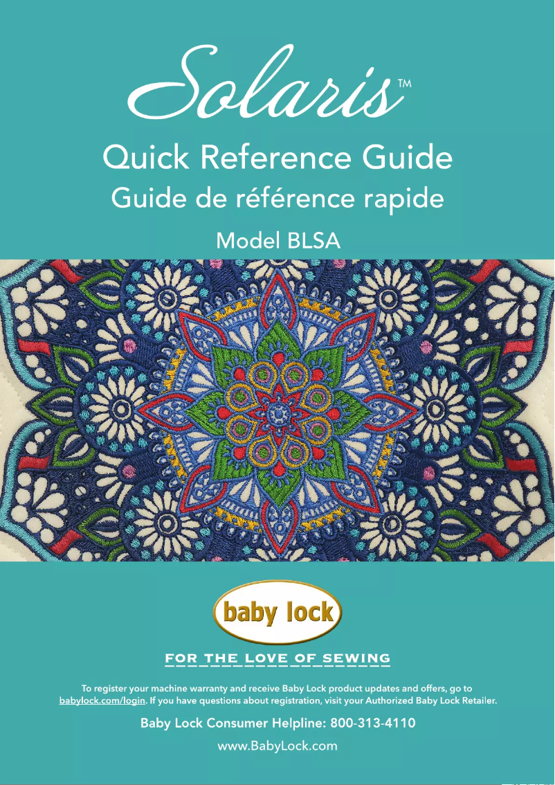 Page 1 de la notice Manuel utilisateur Baby Lock Solaris BLSA