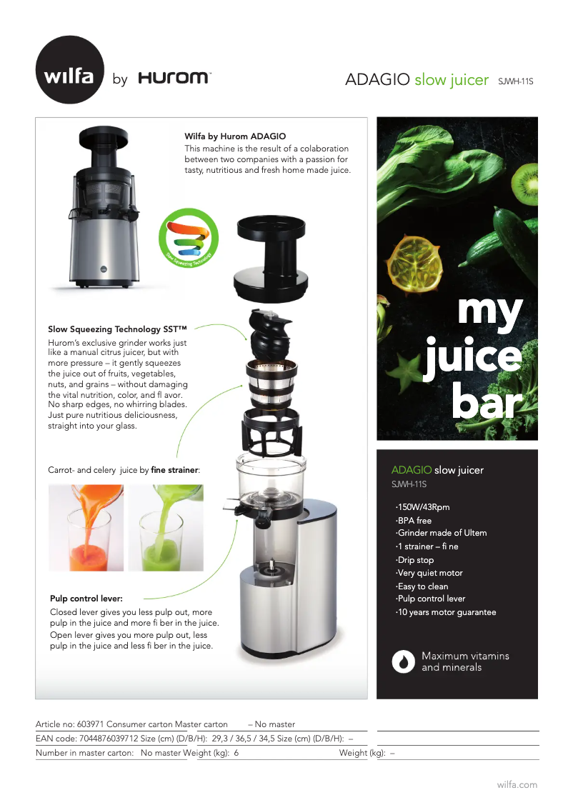Page 1 de la notice Brochure Wilfa Adagio SJWH-11S