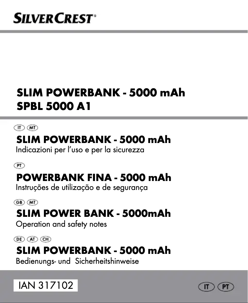 Page n°1 - Manuel utilisateur SilverCrest SPBL 5000 A1