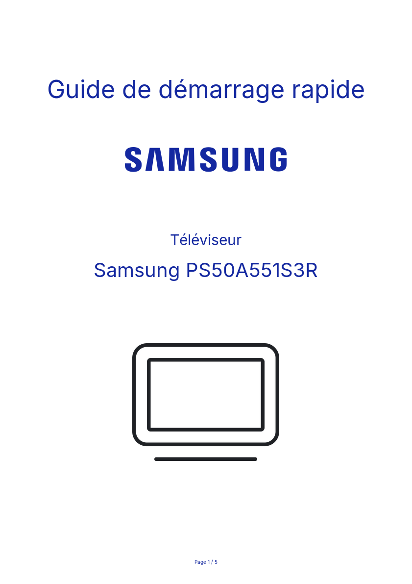 Image de la première page du manuel de l'appareil PS50A551S3R