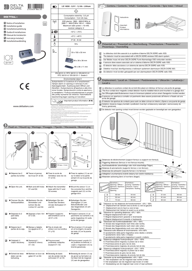 Image de la première page du manuel de l'appareil Tyxal+ DOS