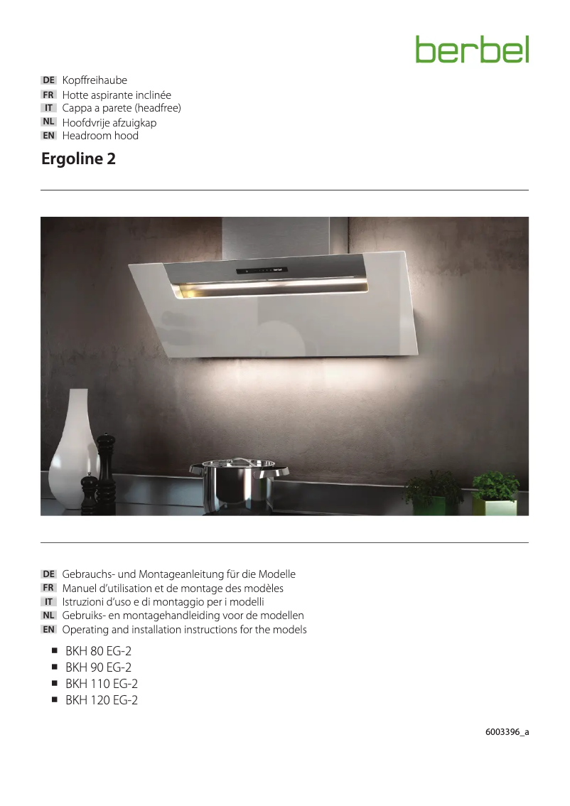 Page 1 de la notice Manuel utilisateur Berbel BKH 110 EG