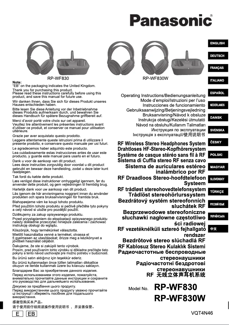 Page n°1 - Manuel utilisateur Panasonic RP-WF830W