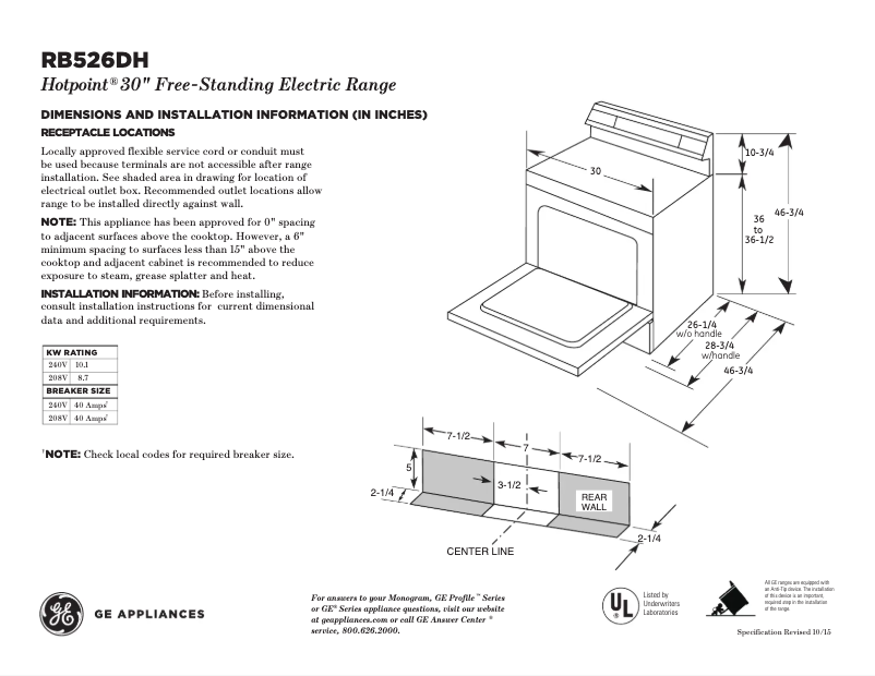Image de la première page du manuel de l'appareil RB526DHWW