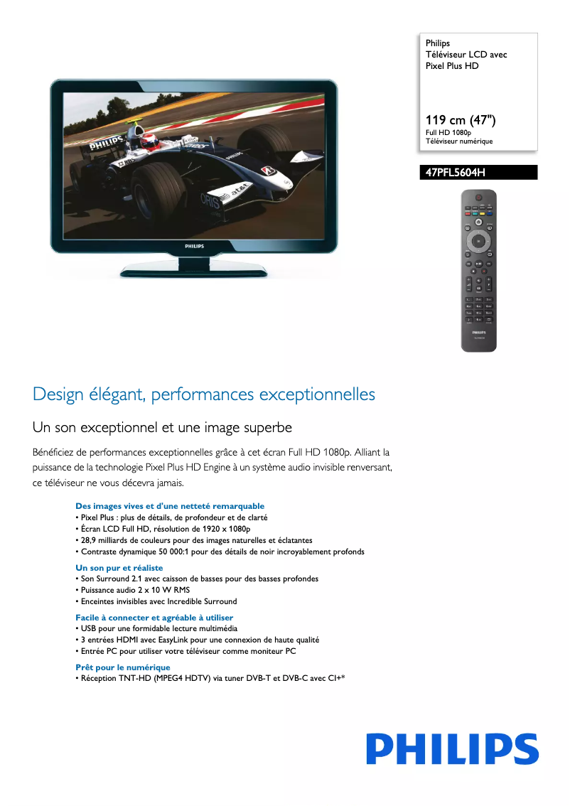 Page n°1 - Fiche technique Philips 47PFL5604H
