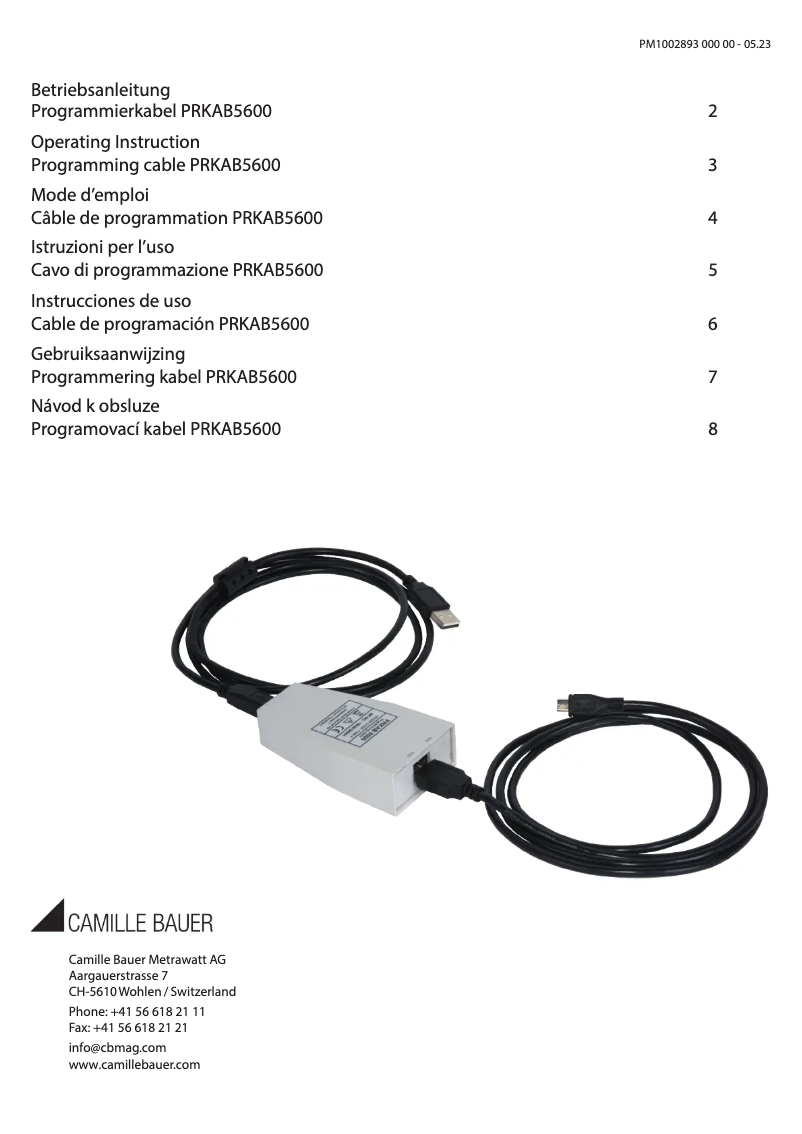 Page n°1 - Manuel utilisateur Camille Bauer SIRAX PRKAB5600