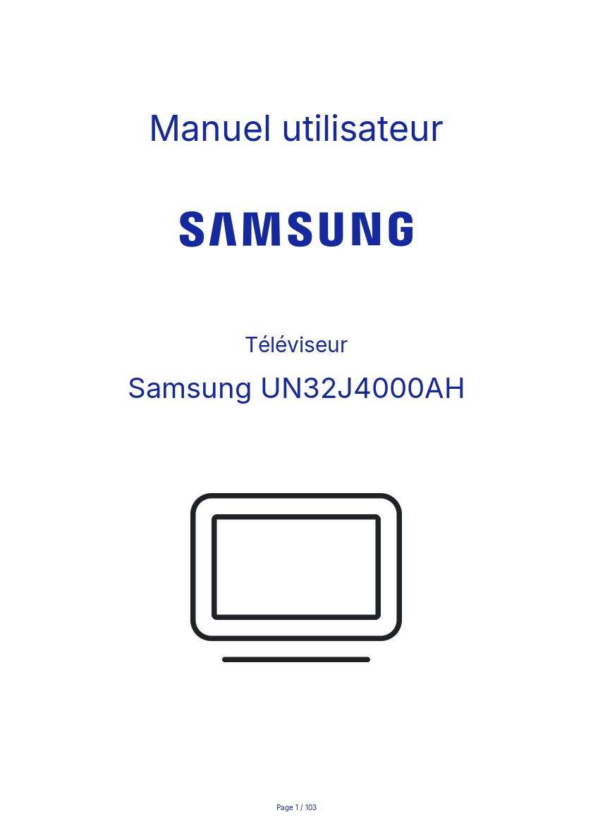 Image de la première page du manuel de l'appareil UN32J4000AH