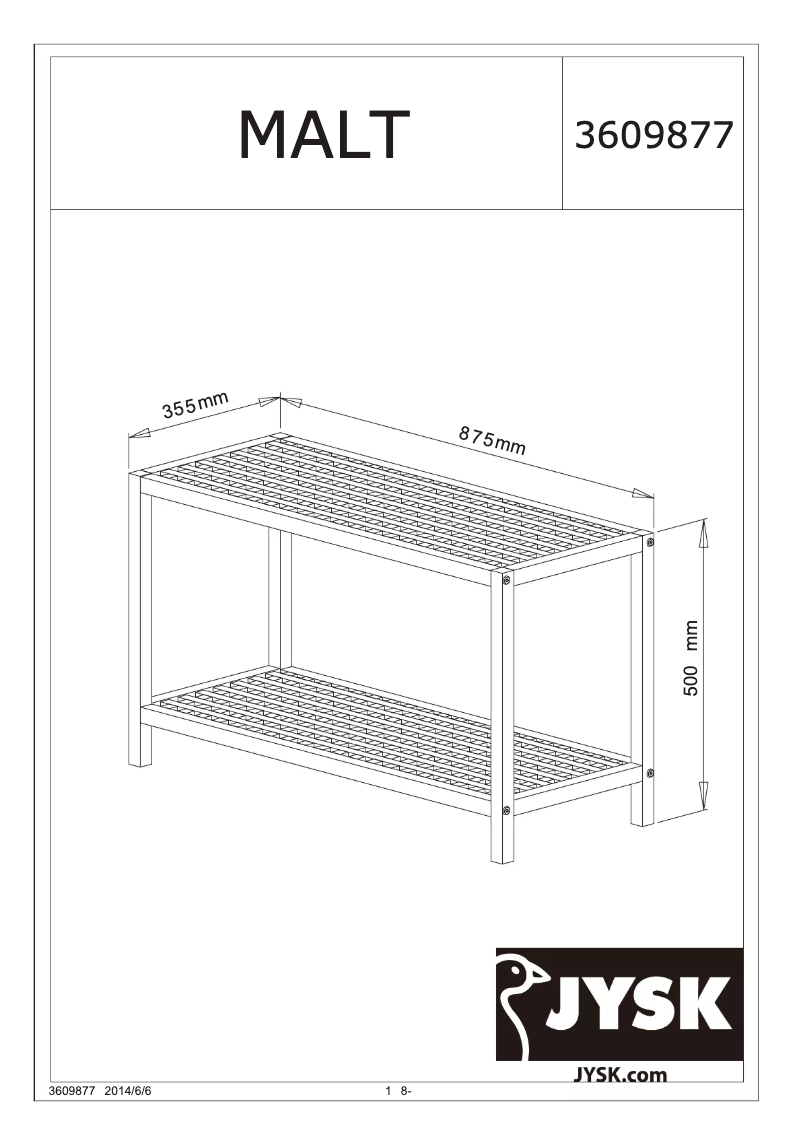 Page 1 de la notice Manuel utilisateur JYSK Malt (88x50x36)