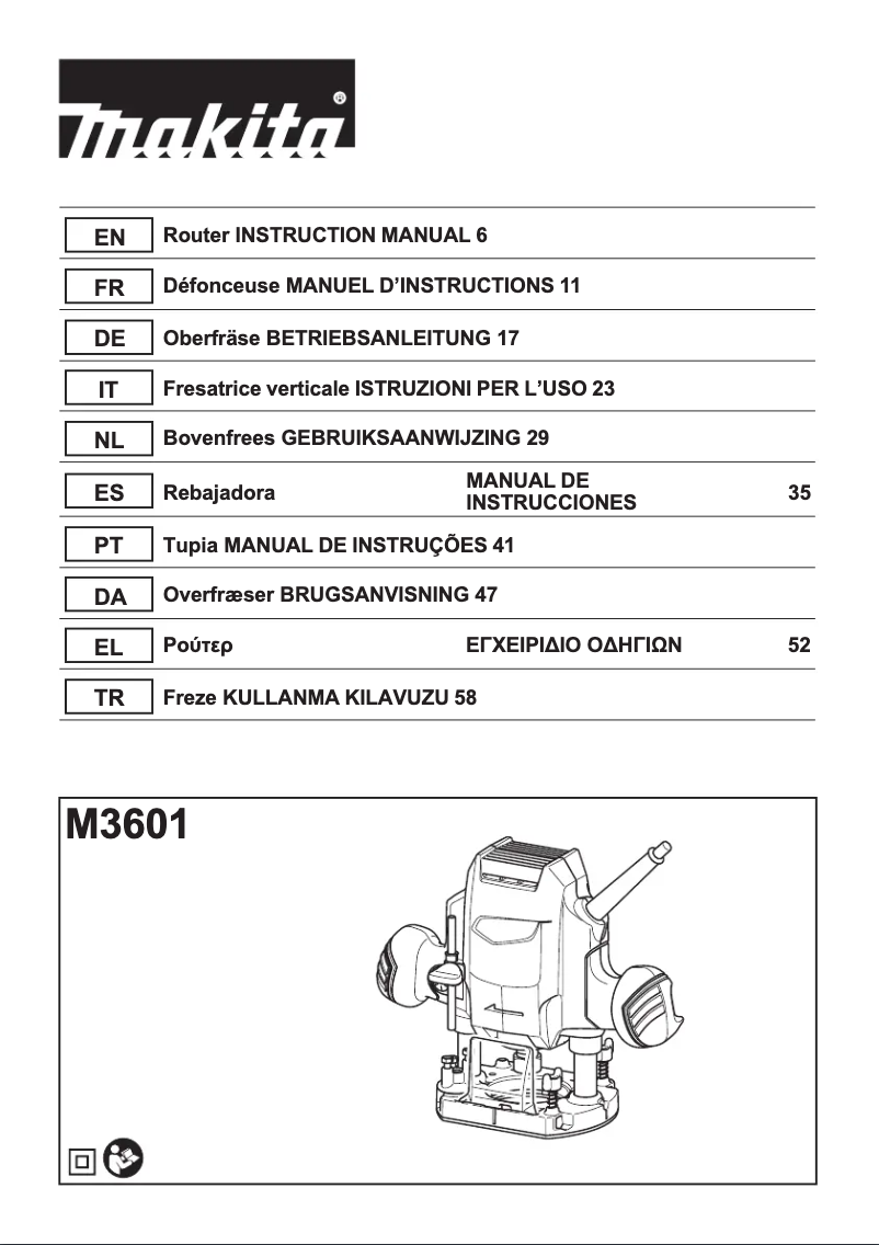 Page 1 de la notice Manuel utilisateur Makita M3601
