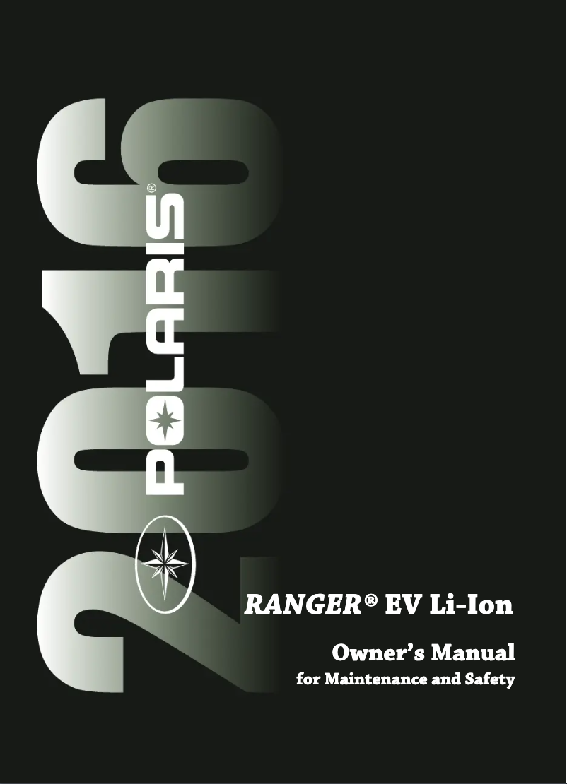 Page n°1 - Manuel utilisateur Polaris Ranger EV Li-Ion (2016)